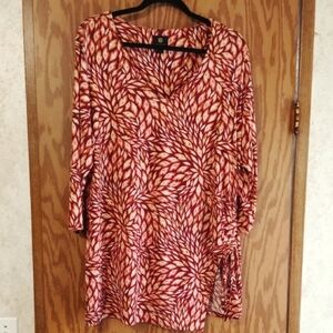 Coral/Rust Patterned Women's Tunic Top